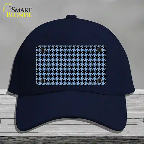 Light Blue Black Houndstooth Novelty License Plate Hat Cotton / Navy