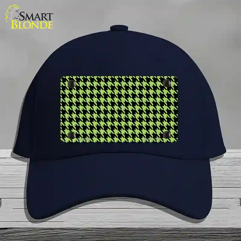 Lime Green Black Houndstooth Novelty License Plate Hat Cotton / Navy