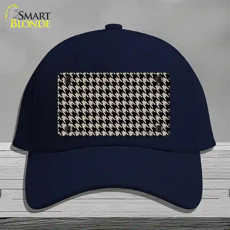 Tan Black Houndstooth Novelty License Plate Hat Cotton / Navy