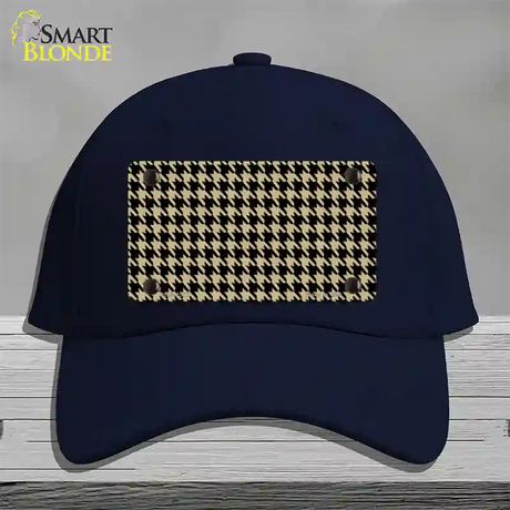 Gold Black Houndstooth Novelty License Plate Hat Cotton / Navy