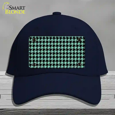 Mint Black Houndstooth Novelty License Plate Hat Cotton / Navy