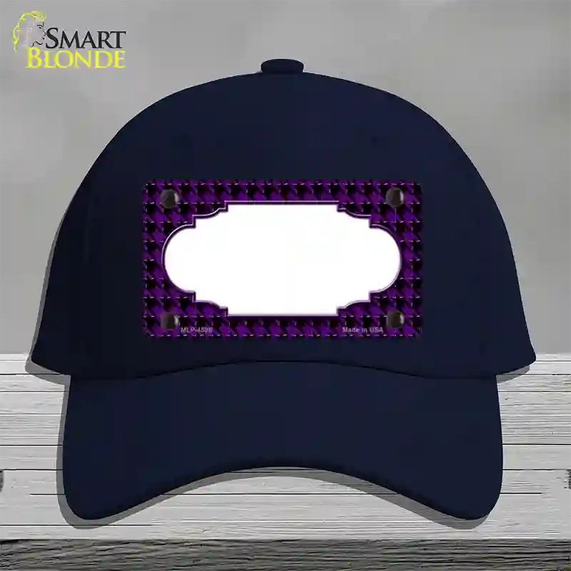 Purple Black Houndstooth Scallop Center Novelty License Plate Hat Cotton / Navy