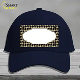 Gold Black Houndstooth Scallop Center Novelty License Plate Hat Cotton / Navy