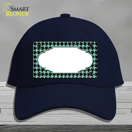 Mint Black Houndstooth Scallop Center Novelty License Plate Hat Cotton / Navy