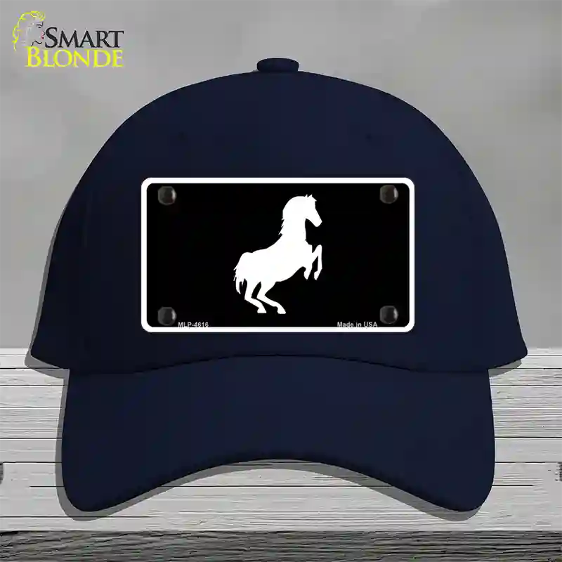 Horse Novelty License Plate Hat Cotton / Navy