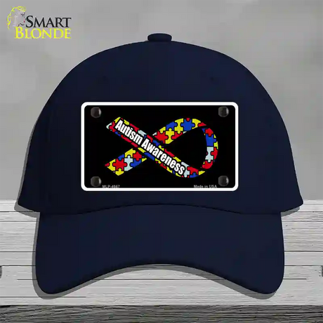 Autism Awareness Ribbon Novelty License Plate Hat Cotton / Navy