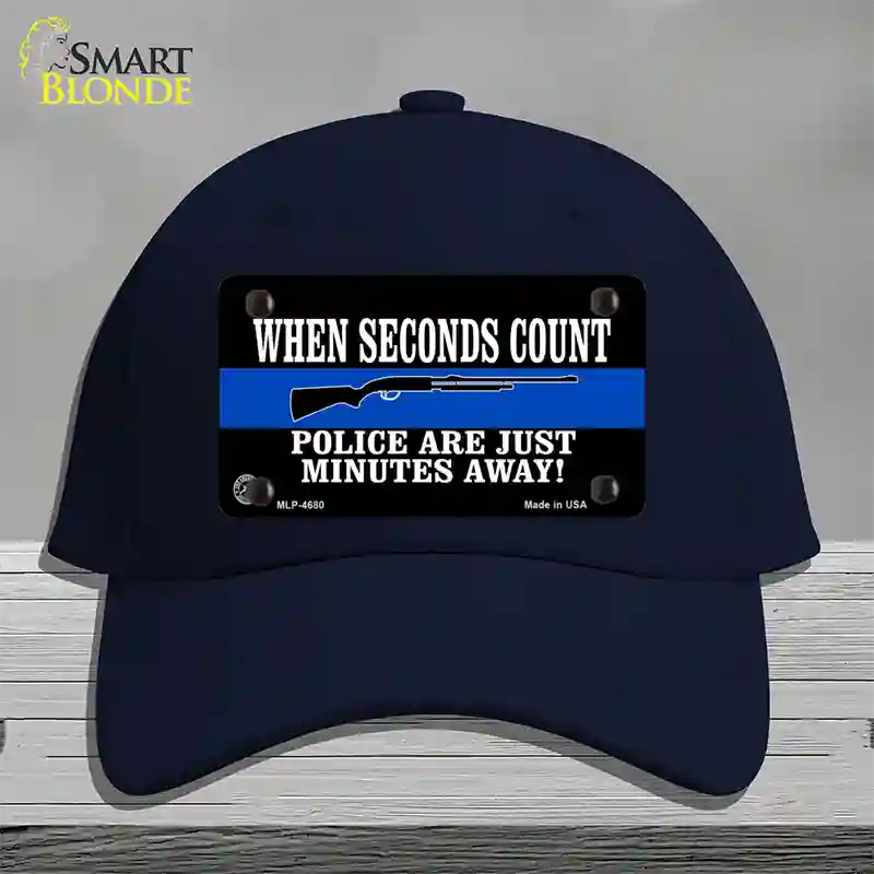 Police Are Just Minutes Away Novelty License Plate Hat Cotton / Navy