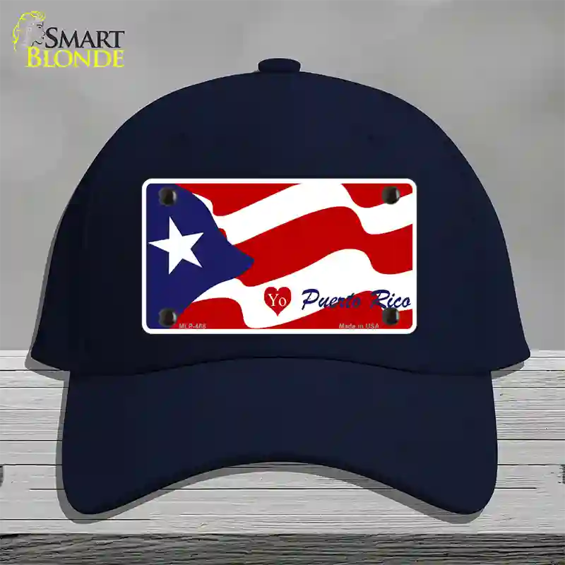 I Love Puerto Rico Novelty License Plate Hat Cotton / Navy