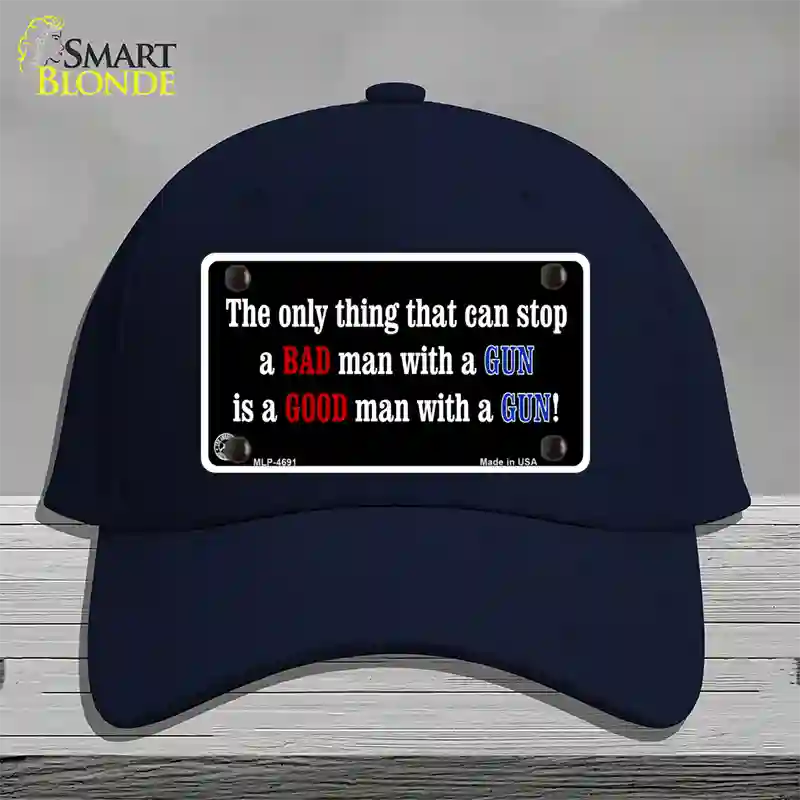 Stop A Bad Man Novelty License Plate Hat Cotton / Navy