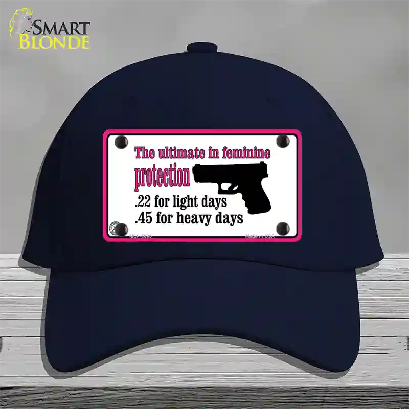 Feminine Protection Novelty License Plate Hat Cotton / Navy