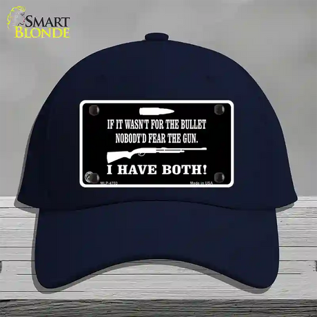 No Bullet No Gun Fear Novelty License Plate Hat Cotton / Navy