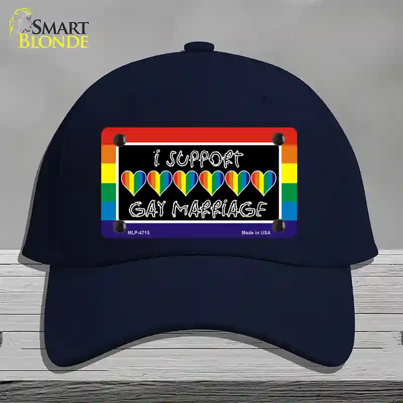 Support Gay Marriage Novelty License Plate Hat Cotton / Navy