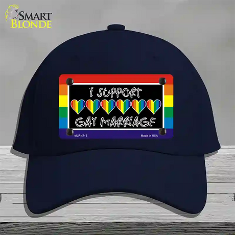 Support Gay Marriage Novelty License Plate Hat Cotton / Navy