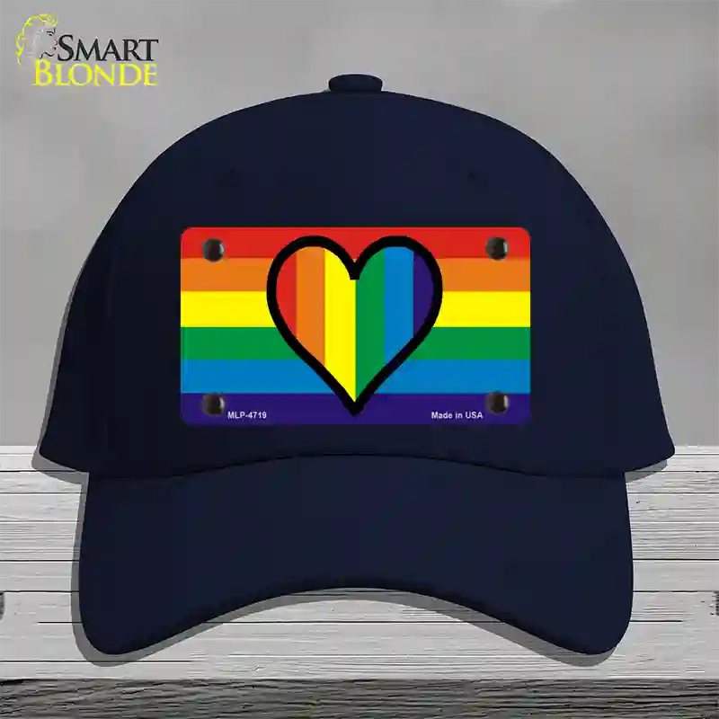 Rainbow Heart Novelty License Plate Hat Cotton / Navy