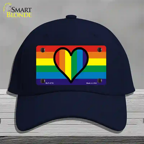 Rainbow Heart Novelty License Plate Hat Cotton / Navy