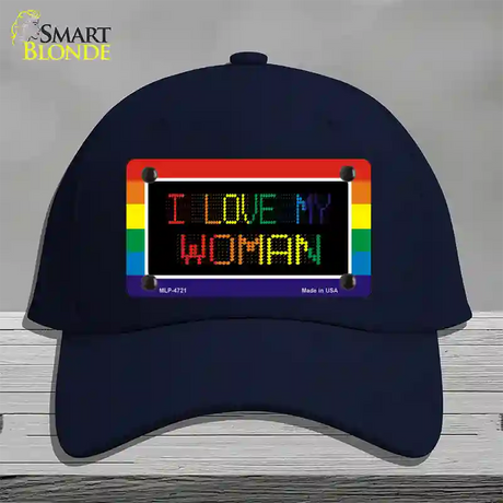 I Love My Woman Novelty License Plate Hat Cotton / Navy