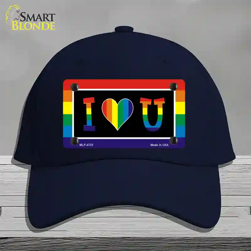 I Love U Novelty License Plate Hat Cotton / Navy