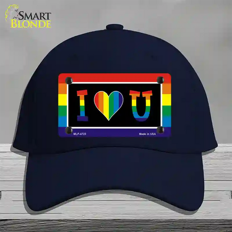 I Love U Novelty License Plate Hat Cotton / Navy