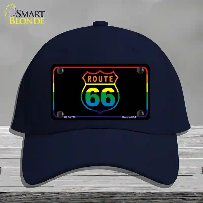 Route 66 Rainbow Flag Novelty License Plate Hat Cotton / Navy