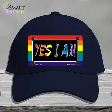 Yes I Am Novelty License Plate Hat Cotton / Navy