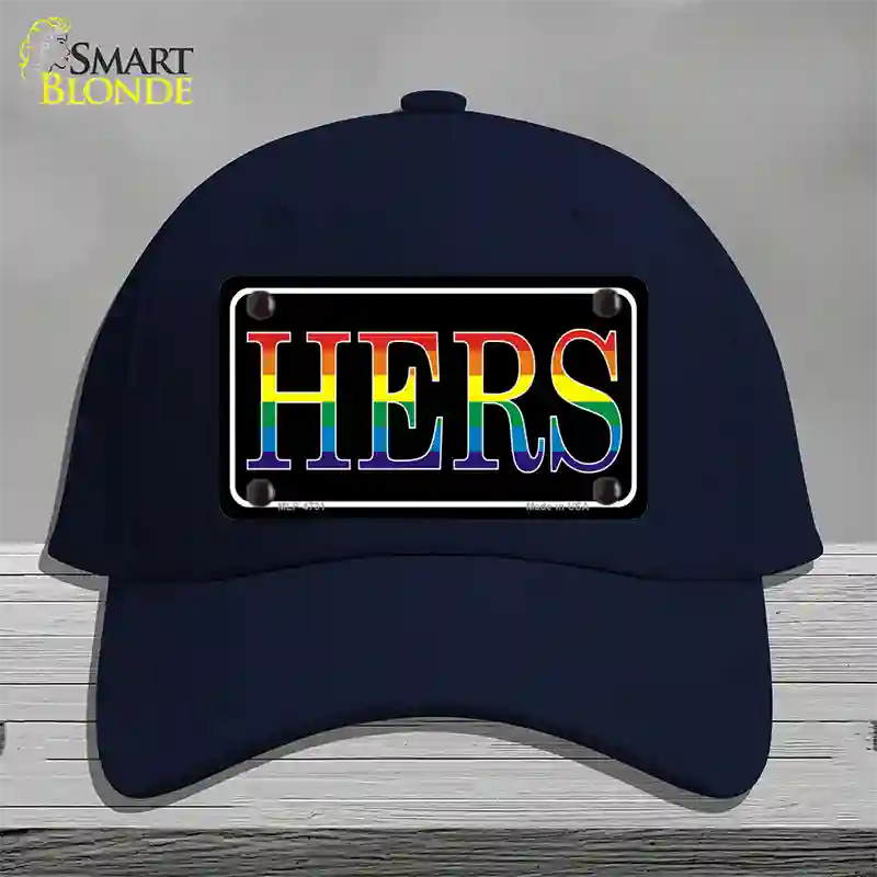 Hers Rainbow Novelty License Plate Hat Cotton / Navy