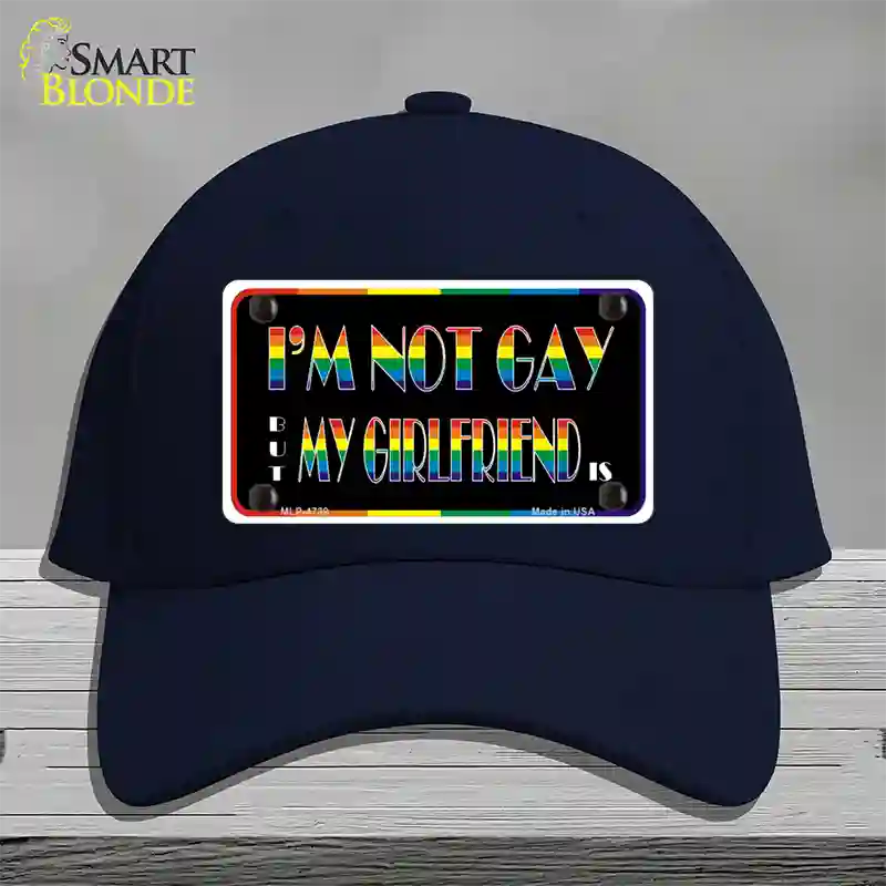 Im Not Gay But My Girlfriend Is Novelty License Plate Hat Cotton / Navy