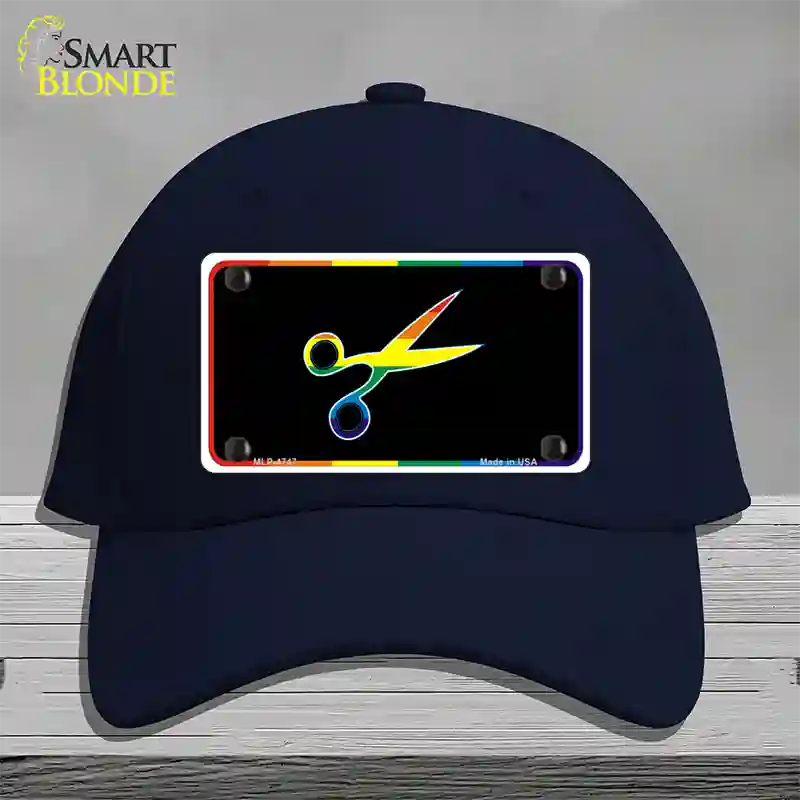 Scissors Novelty License Plate Hat Cotton / Navy