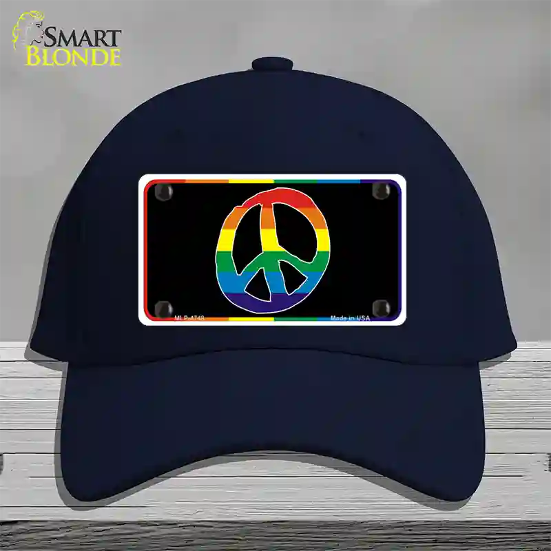 Peace Sign Novelty License Plate Hat Cotton / Navy