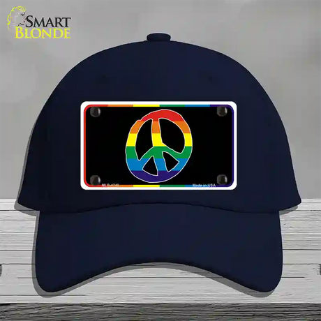 Peace Sign Novelty License Plate Hat Cotton / Navy