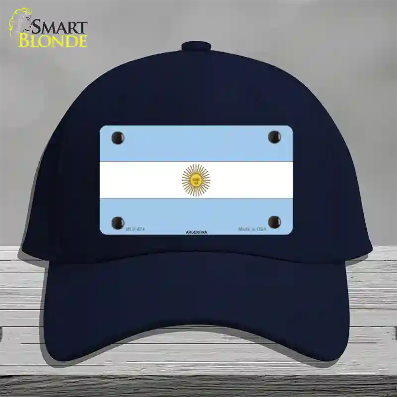 Argentina Flag Novelty License Plate Hat Cotton / Navy