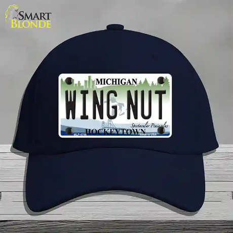 Wing Nut Michigan State Novelty License Plate Hat Cotton / Navy