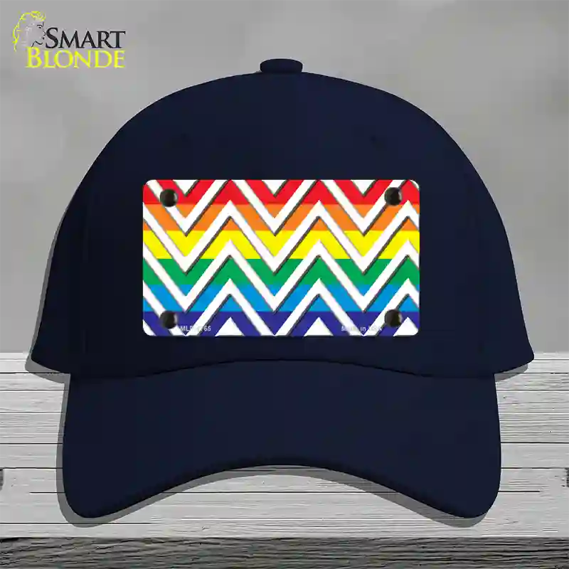 Rainbow White Chevron Novelty License Plate Hat Cotton / Navy