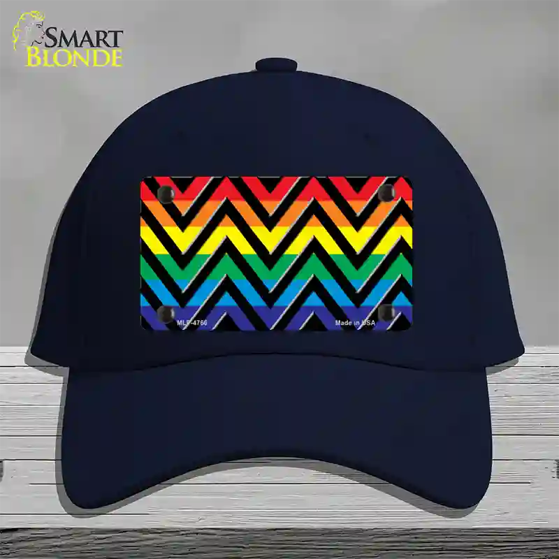 Rainbow Black Chevron Novelty License Plate Hat Cotton / Navy