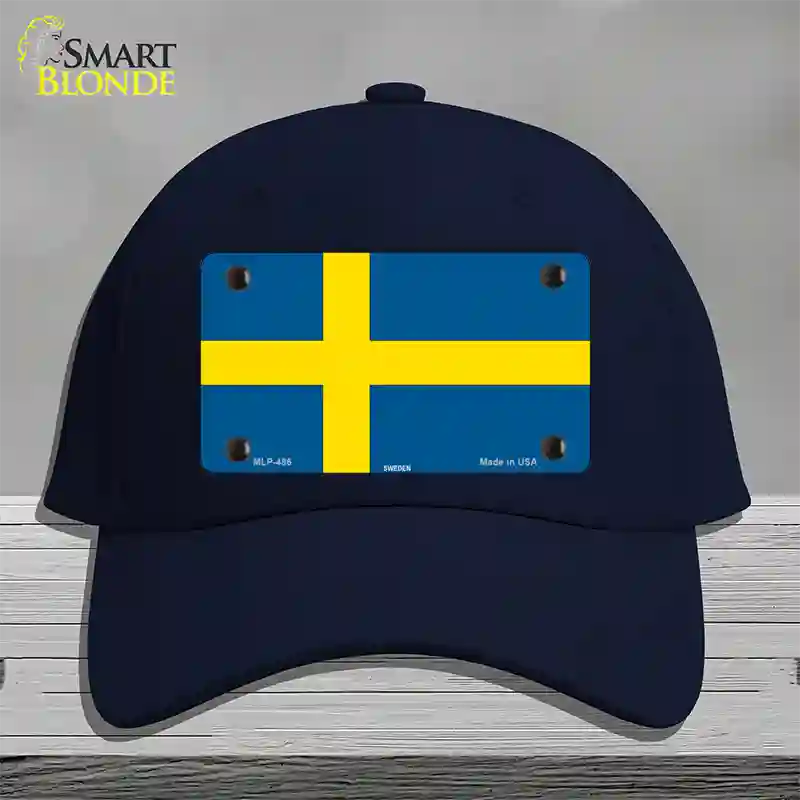 Sweden Flag Novelty License Plate Hat Cotton / Navy