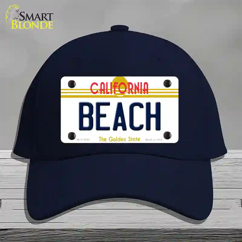 Beach California Novelty License Plate Hat Cotton / Navy