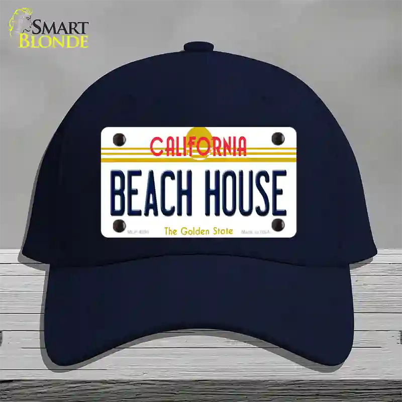 Beach House California Novelty License Plate Hat Cotton / Navy