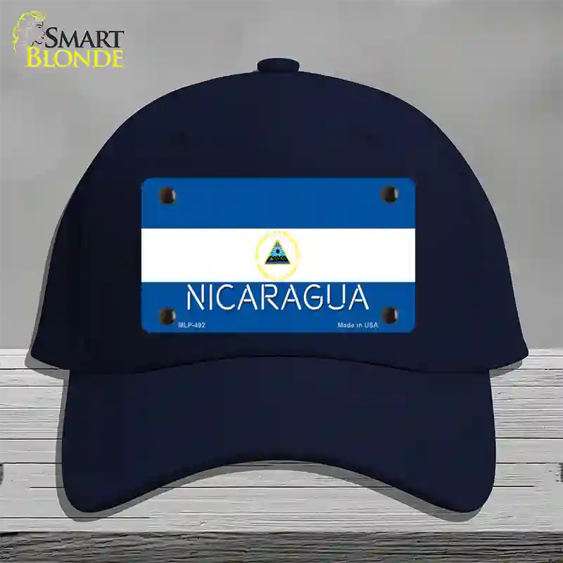 Nicaragua Flag Novelty License Plate Hat Cotton / Navy