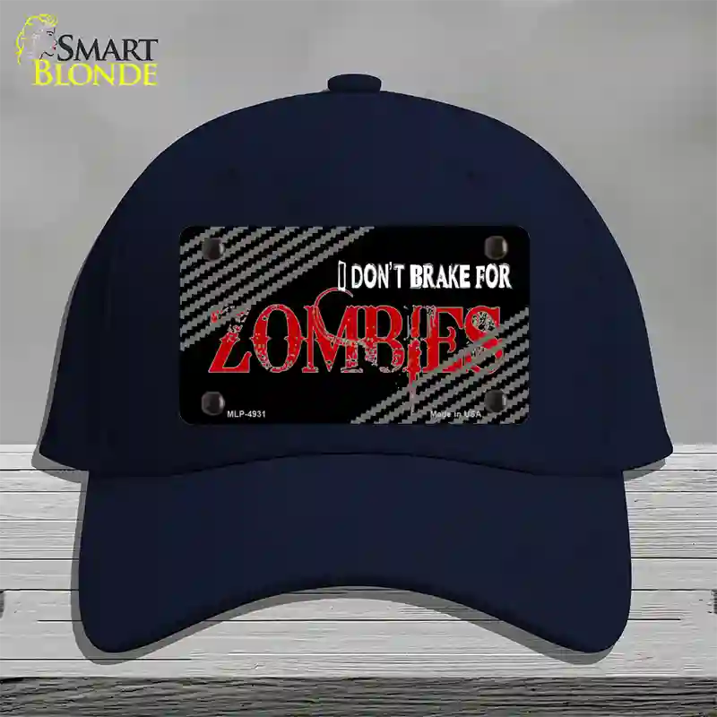 Dont Brake For Zombies Novelty License Plate Hat Cotton / Navy