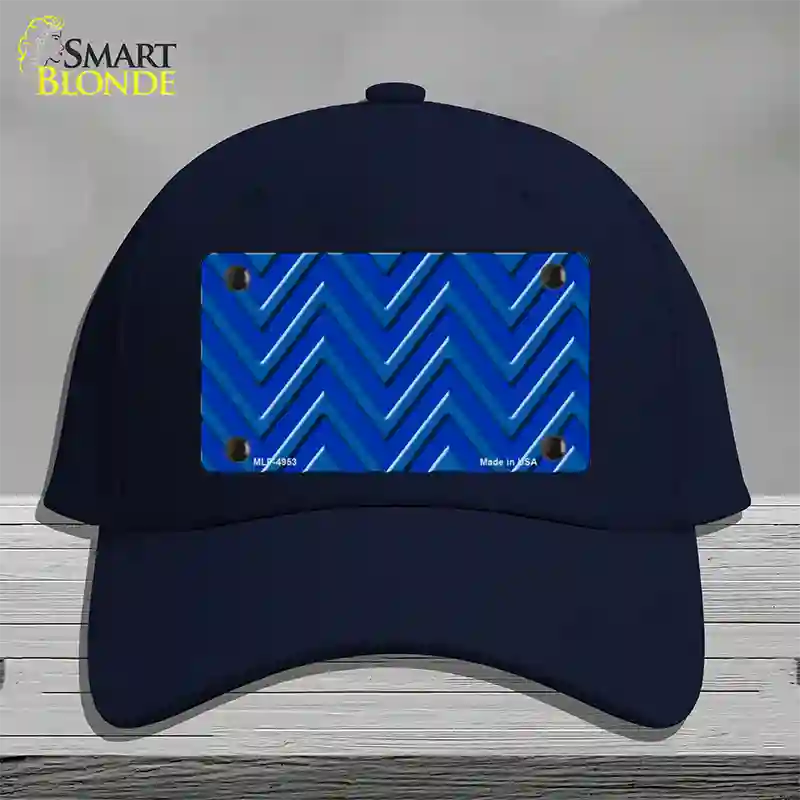 Blue Light Blue Large Chevron Novelty License Plate Hat Cotton / Navy