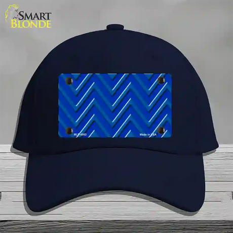 Blue Light Blue Large Chevron Novelty License Plate Hat Cotton / Navy