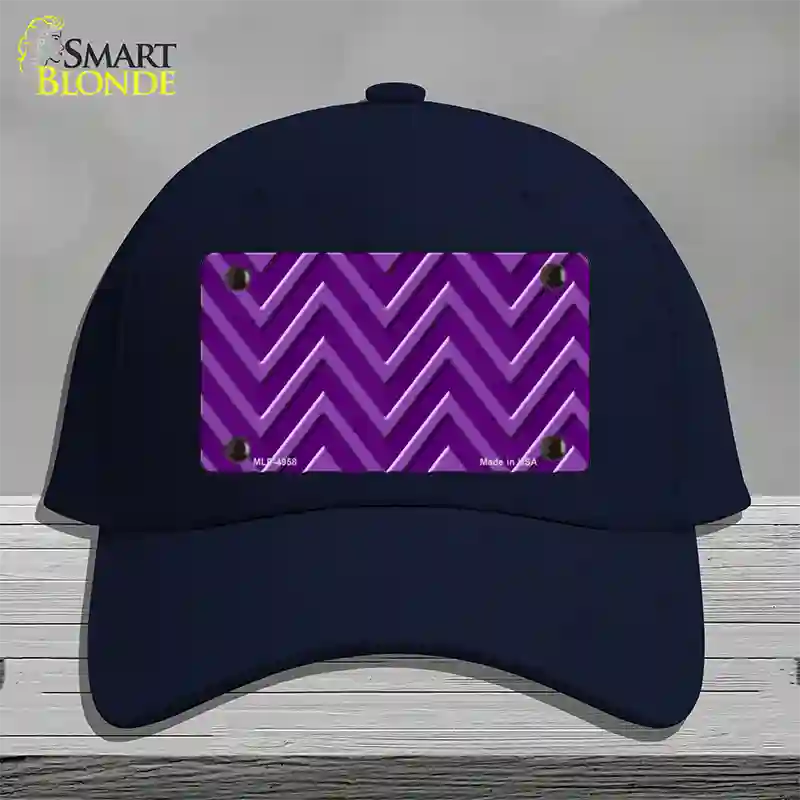 Purple Light Purple Large Chevron Novelty License Plate Hat Cotton / Navy