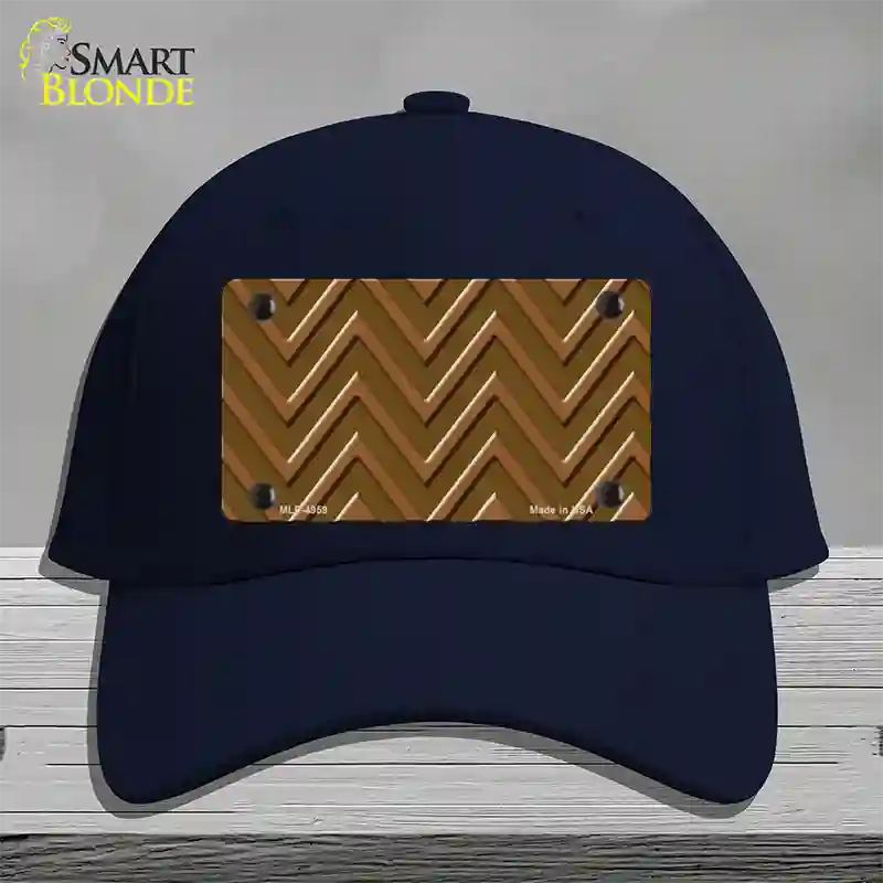 Brown Light Brown Large Chevron Novelty License Plate Hat Cotton / Navy