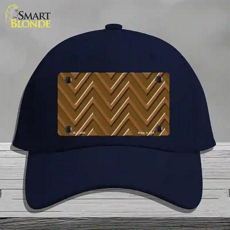 Brown Light Brown Large Chevron Novelty License Plate Hat Cotton / Navy