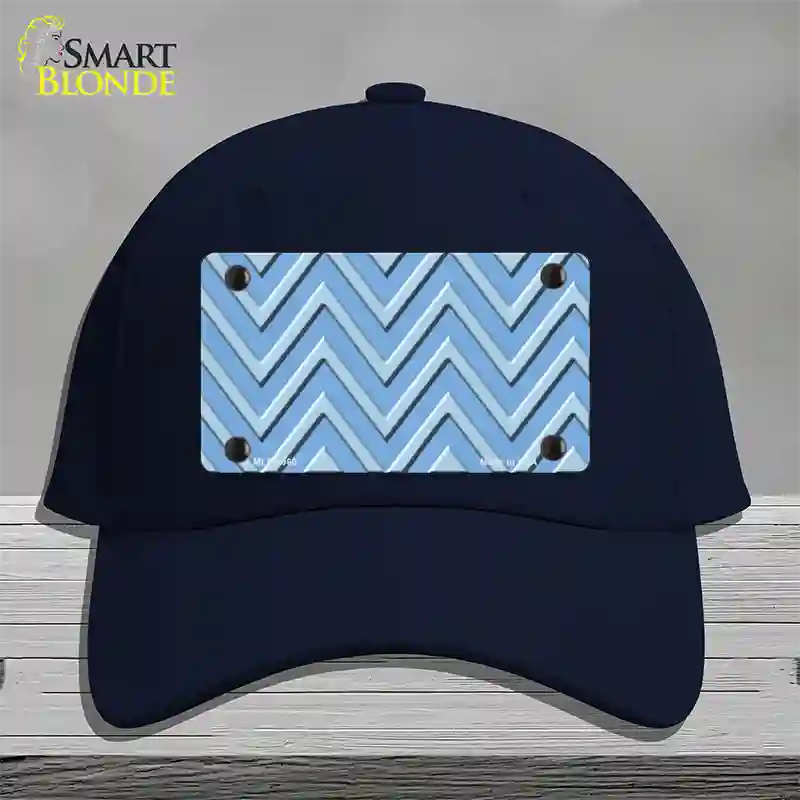 Light Blue Lighter Blue Large Chevron Novelty License Plate Hat Cotton / Navy