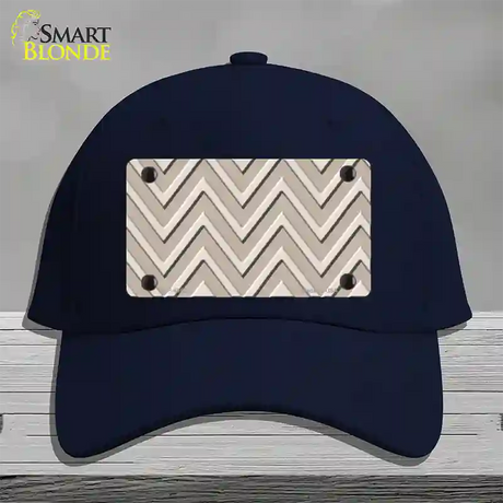 Tan Light Tan Large Chevron Novelty License Plate Hat Cotton / Navy