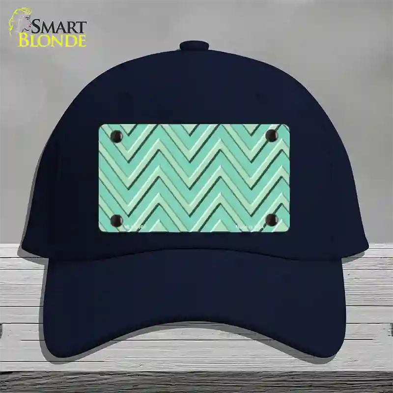 Mint Light Mint Large Chevron Novelty License Plate Hat Cotton / Navy