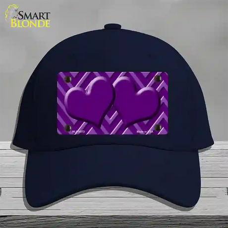 Purple Light Purple Heart Large Chevron Novelty License Plate Hat Cotton / Navy