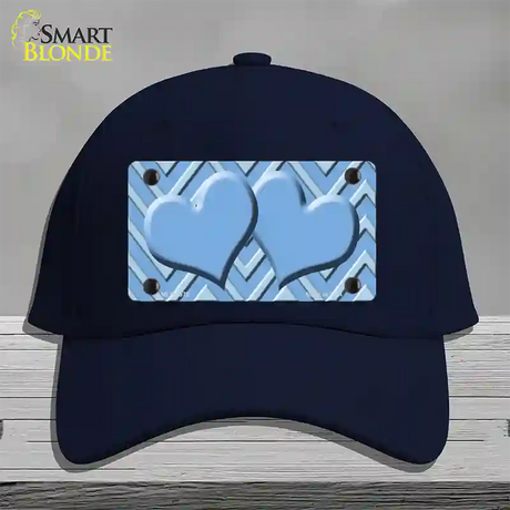 Light Blue Lighter Blue Heart Large Chevron Novelty License Plate Hat Cotton / Navy