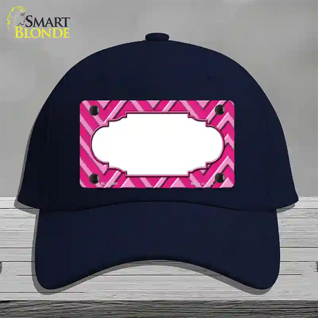 Pink Light Pink Scallop Large Chevron Novelty License Plate Hat Cotton / Navy