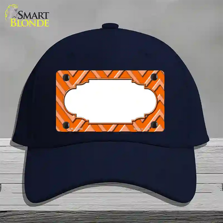 Orange Light Orange Scallop Large Chevron Novelty License Plate Hat Cotton / Navy